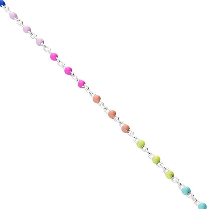 Italian Rainbow Enamel Beads Anklet 22+3cm Extender | Sterling Silver