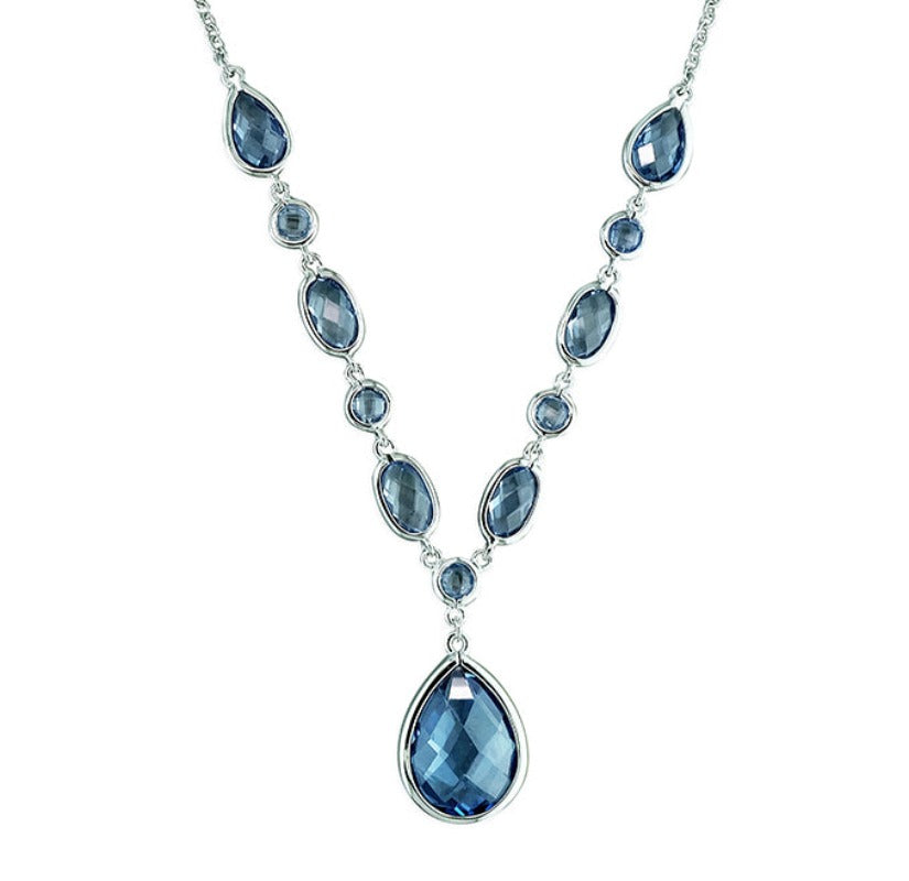 Aquamarine CZ Teardrop Necklace