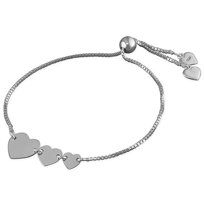 Triple Plain Heart Slider Bracelet