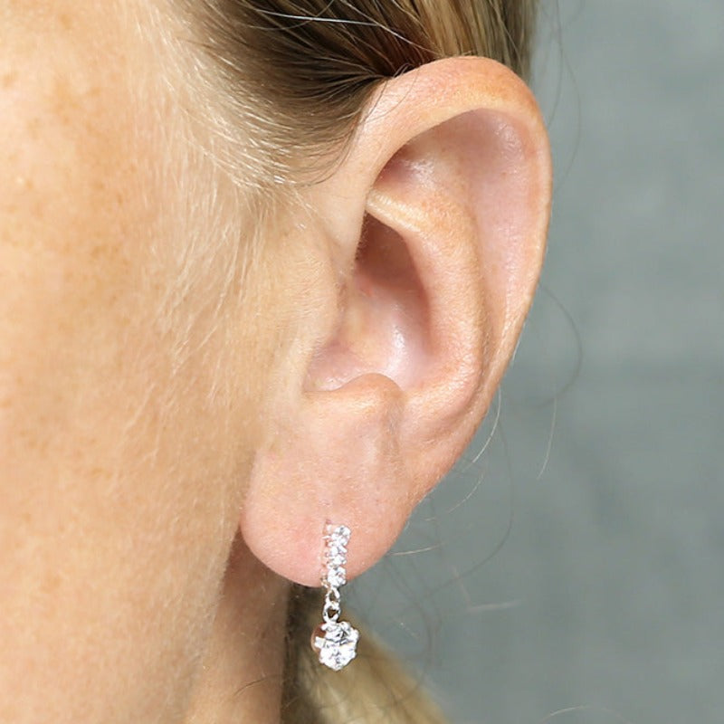 Delicate Multi Cubic Zirconia Drop Stud Earrings