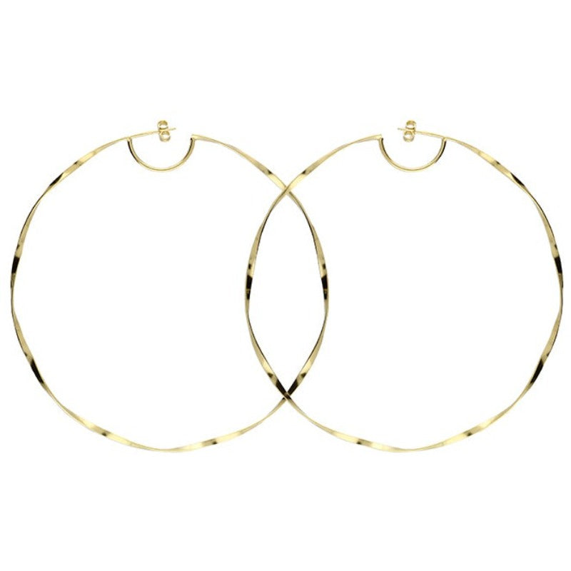 Large Gold Plated Twist Hoop Earrings