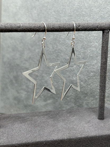 Large Open Star Hook Earrings