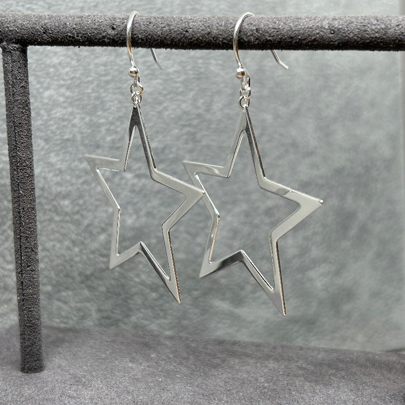 Large Open Star Hook Earrings