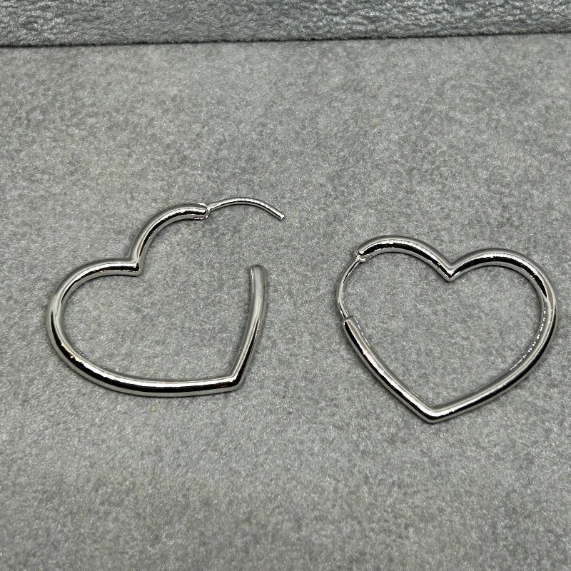 Open Heart Hinged Hoop Earrings