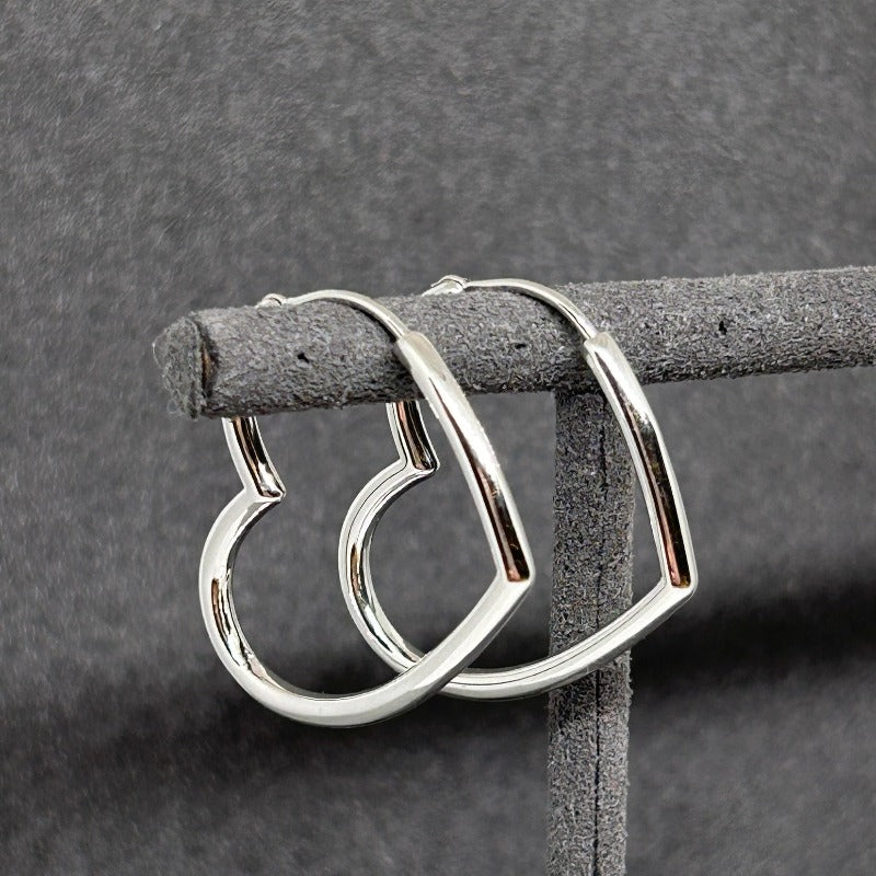 Open Heart Hinged Hoop Earrings