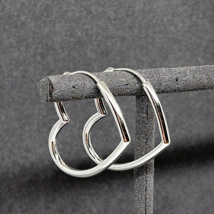 Open Heart Hinged Hoop Earrings