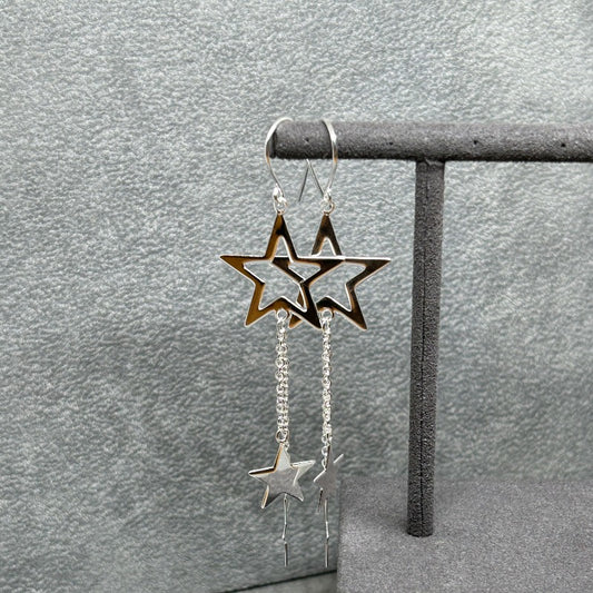 Star Chain Drop Hook Earrings