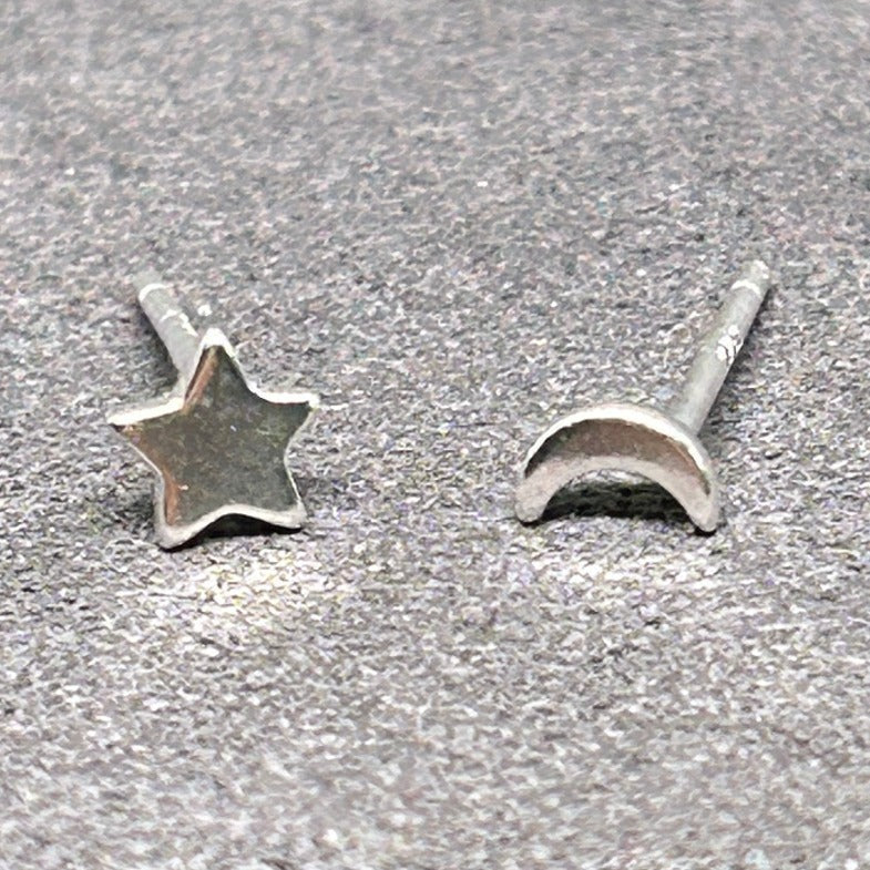 Star and Moon Stud Earrings