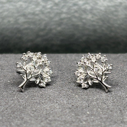 Cubic Zirconia Tree of Life Stud Earrings