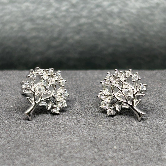 Cubic Zirconia Tree of Life Stud Earrings