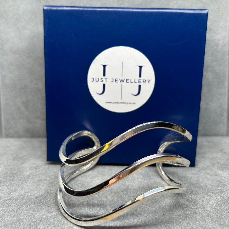 Triple Wave Solid Cuff Bangle