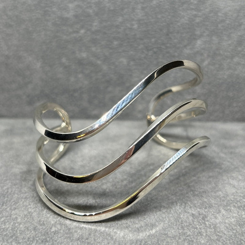 Triple Wave Solid Cuff Bangle