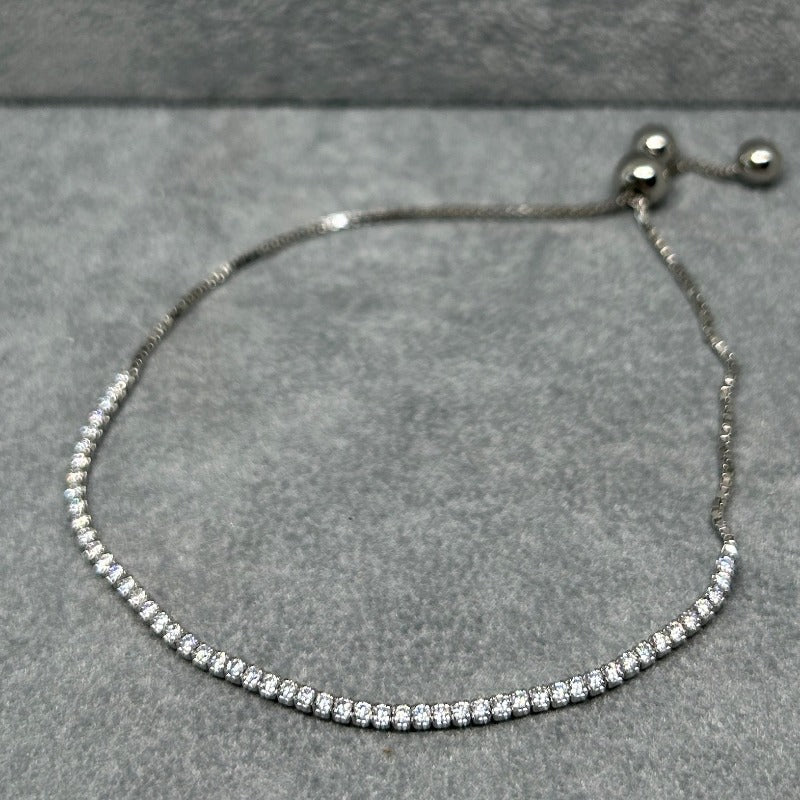 Cubic Zirconia Tennis Slider Bracelet