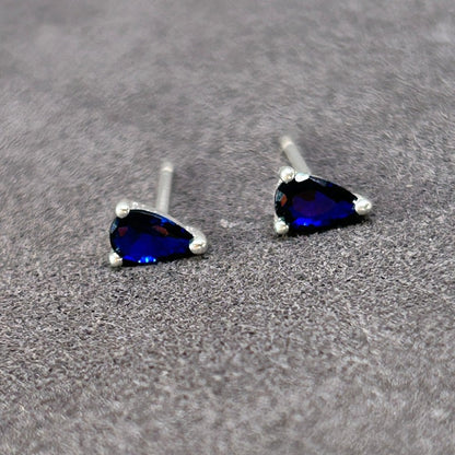 Sapphire-Glass Teardrop Stud Earrings