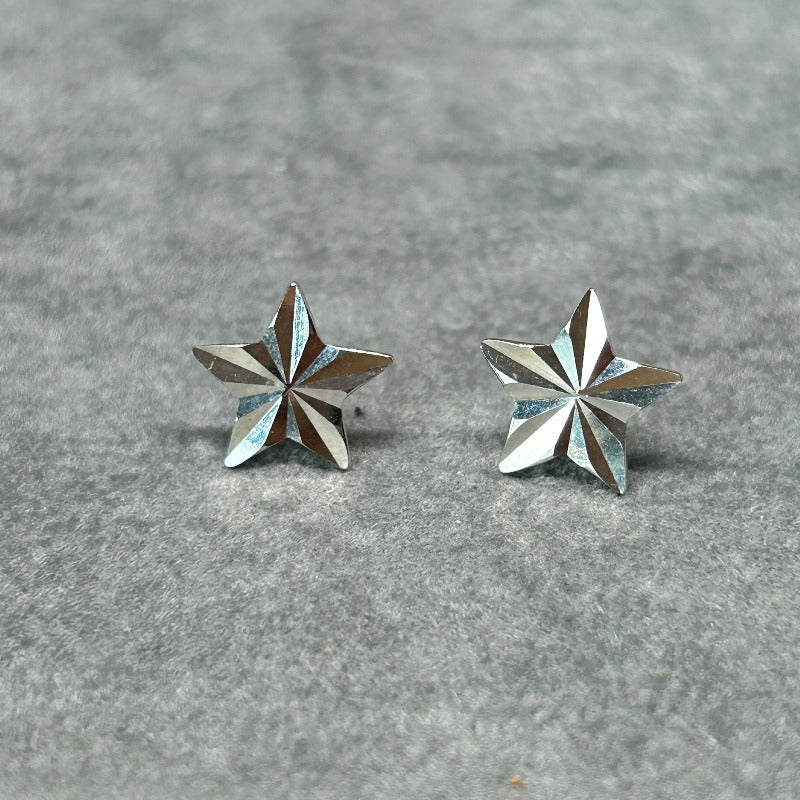 Diamond Cut Star Earrings