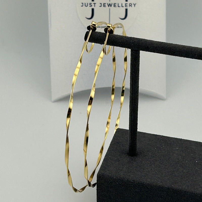 Large Gold Plated Twist Hoop Earrings