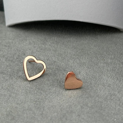 Rose Gold Plated Heart Stud Earrings