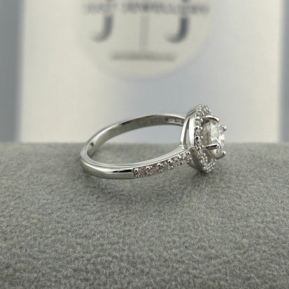 White Cubic Zirconia Halo Ring