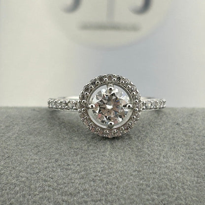 White Cubic Zirconia Halo Ring