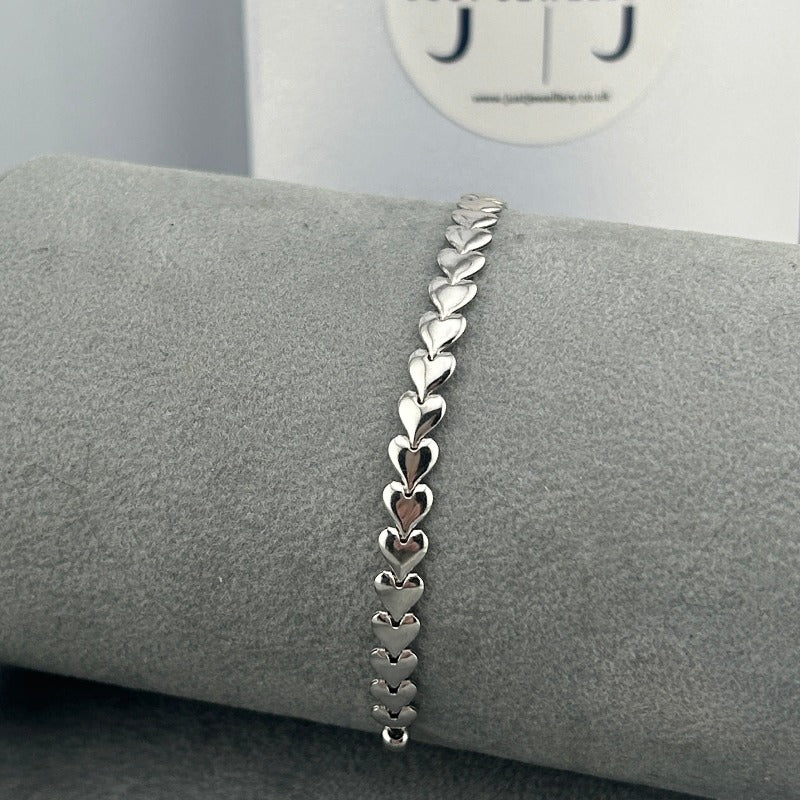 Plain Heart Chain Slider Bracelet | Sterling Silver