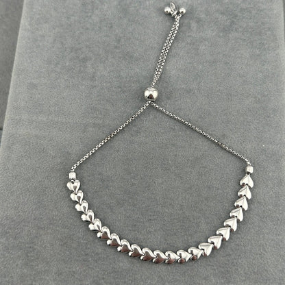 Plain Heart Chain Slider Bracelet | Sterling Silver