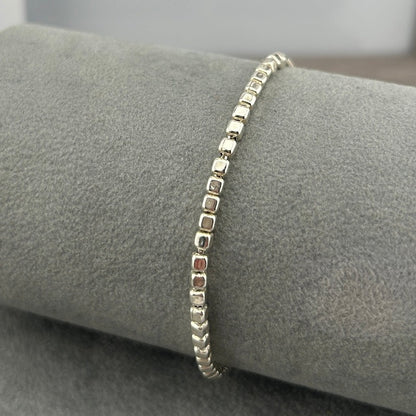 Irregular Cube Bead Slider 19-22cm Bracelet | Sterling Silver