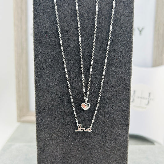 Heart and Love Double Necklace