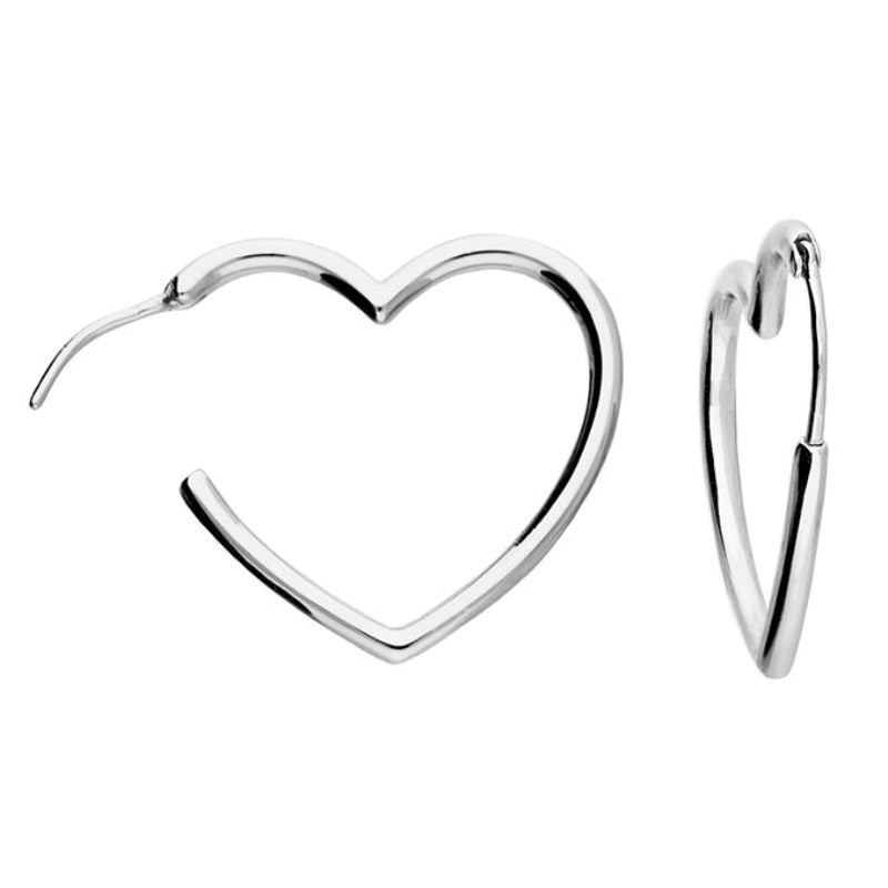 Open Heart Hinged Hoop Earrings