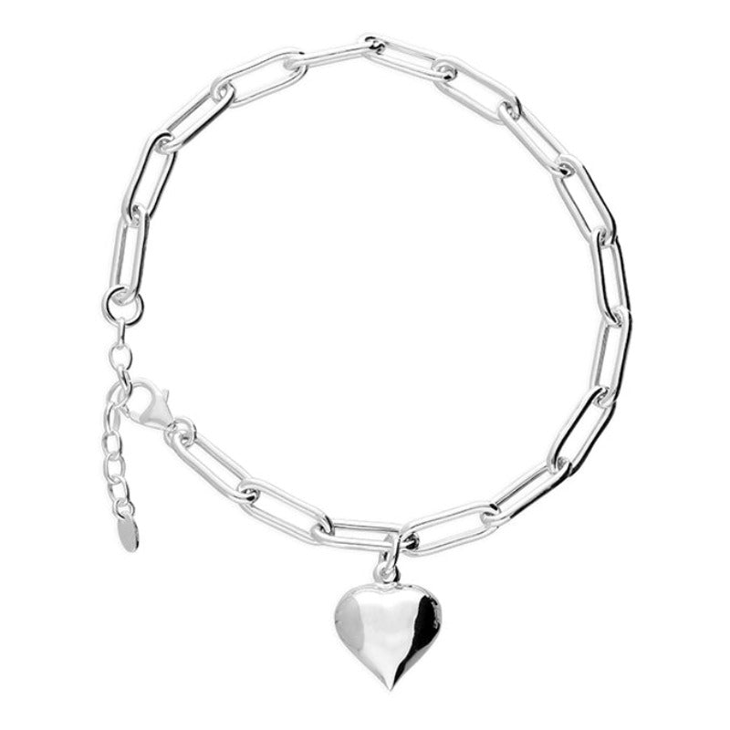 Silver Paperclip Heart Anklet