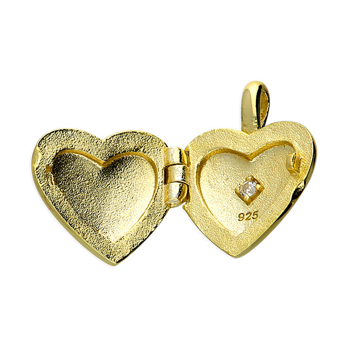 Heart Locket Necklace with Cubic Zirconia