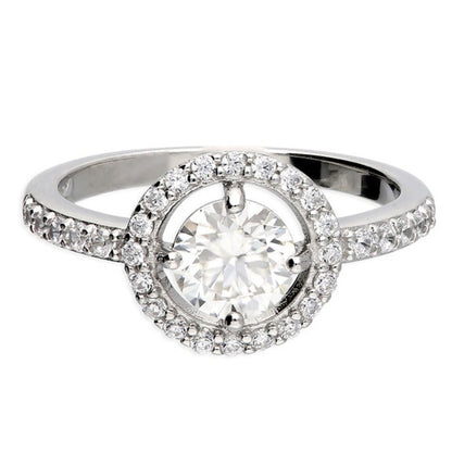 White Cubic Zirconia Halo Ring