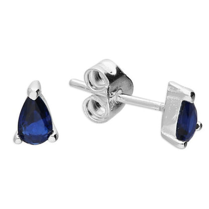 Sapphire-Glass Teardrop Stud Earrings