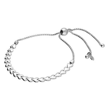 Plain Heart Chain Slider Bracelet | Sterling Silver