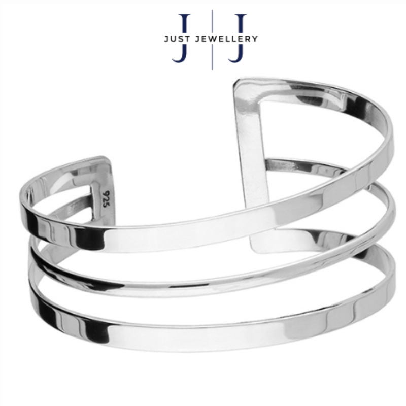 3-Row Angled Solid Cuff Bangle