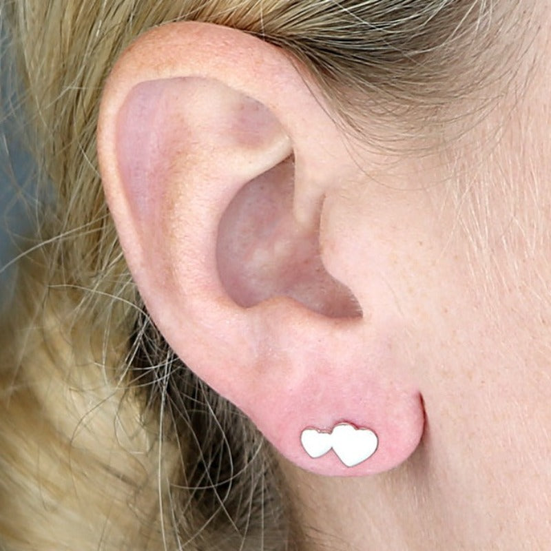 Double Heart Stud Earrings