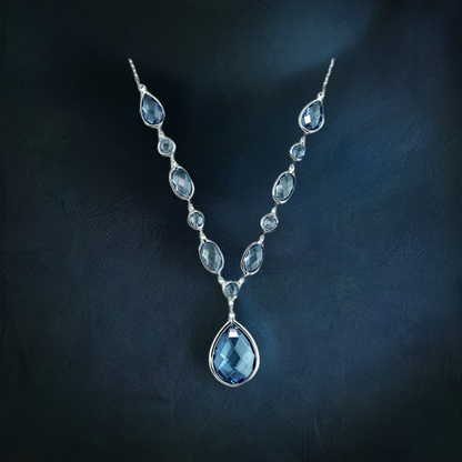 Aquamarine CZ Teardrop Necklace