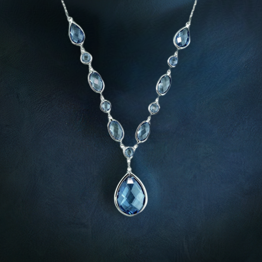 Aquamarine CZ Teardrop Necklace