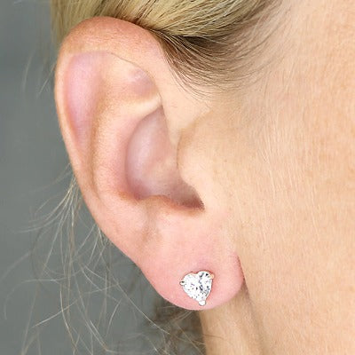 Cubic zirconia Heart Studs