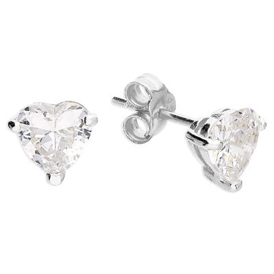 Cubic zirconia Heart Studs