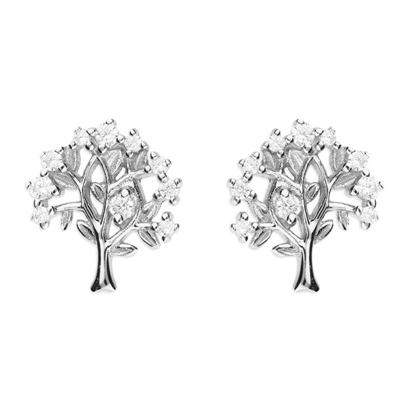 Cubic Zirconia Tree of Life Stud Earrings