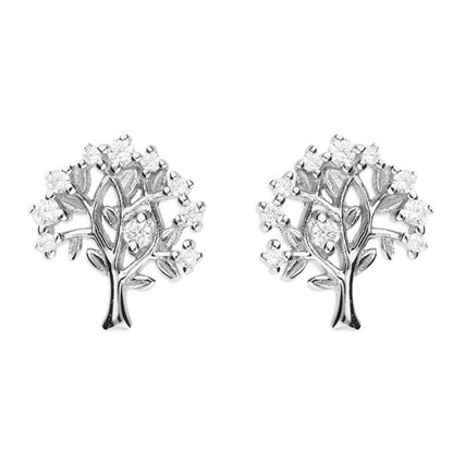 Cubic Zirconia Tree of Life Stud Earrings