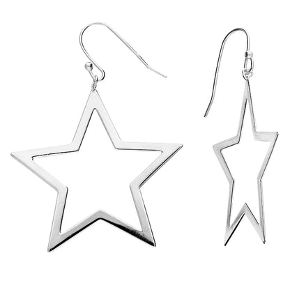 Large Open Star Hook Earrings