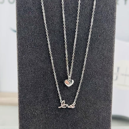 Heart and Love Double Necklace