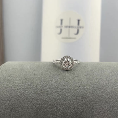 White Cubic Zirconia Halo Ring