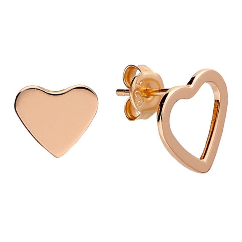 Rose Gold Plated Heart Stud Earrings