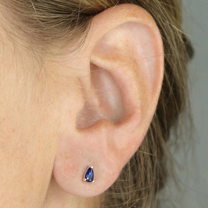 Sapphire-Glass Teardrop Stud Earrings