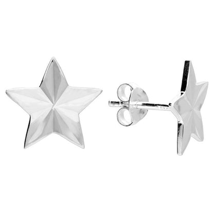 Diamond Cut Star Earrings