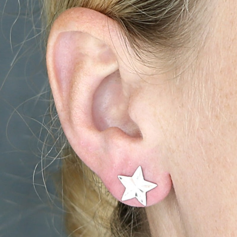 Diamond Cut Star Earrings