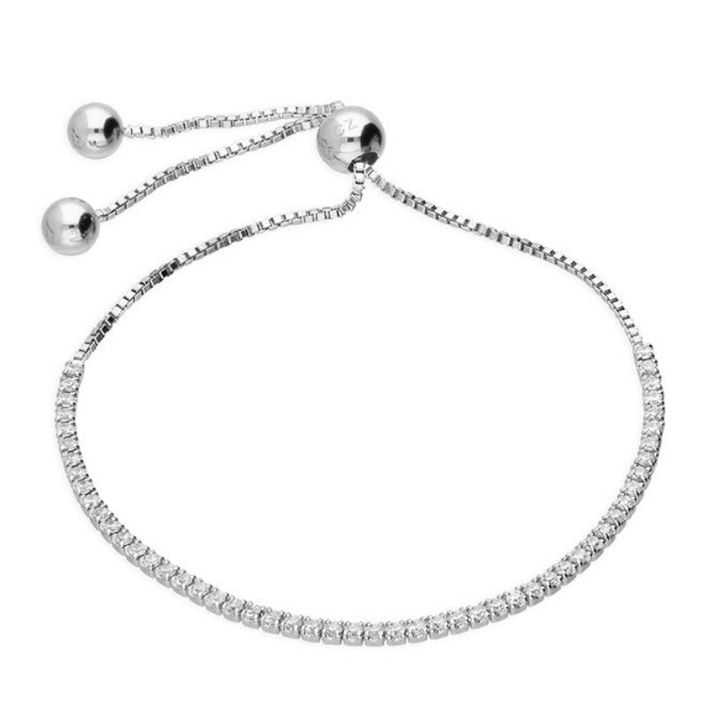 Cubic Zirconia Tennis Slider Bracelet